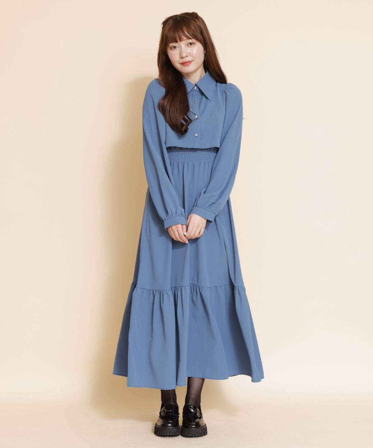 REDYAZEL「ティアードシャツワンピース」|ワンピース|ブルー