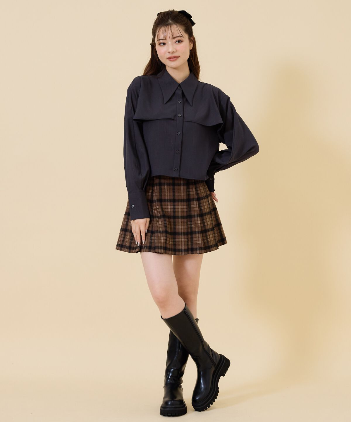 REDYAZEL「シャドーストライプケープシャツ」|シャツ・ブラウス|