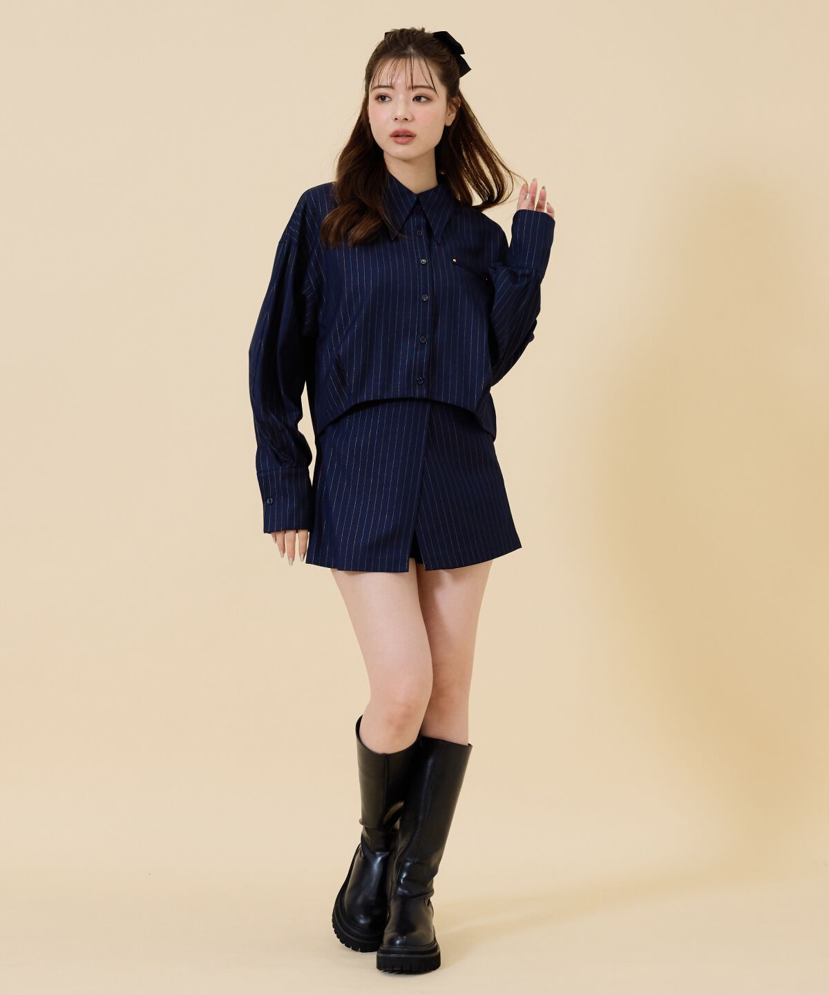 REDYAZEL「ゴールドラメストライプシャツ」|シャツ・ブラウス|