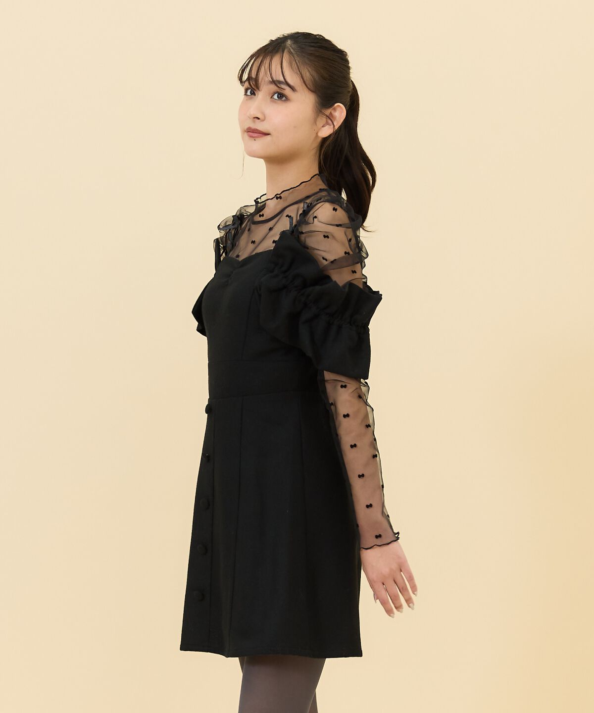 REDYAZEL「シャーリングショルダーミニワンピース」|ワンピース|