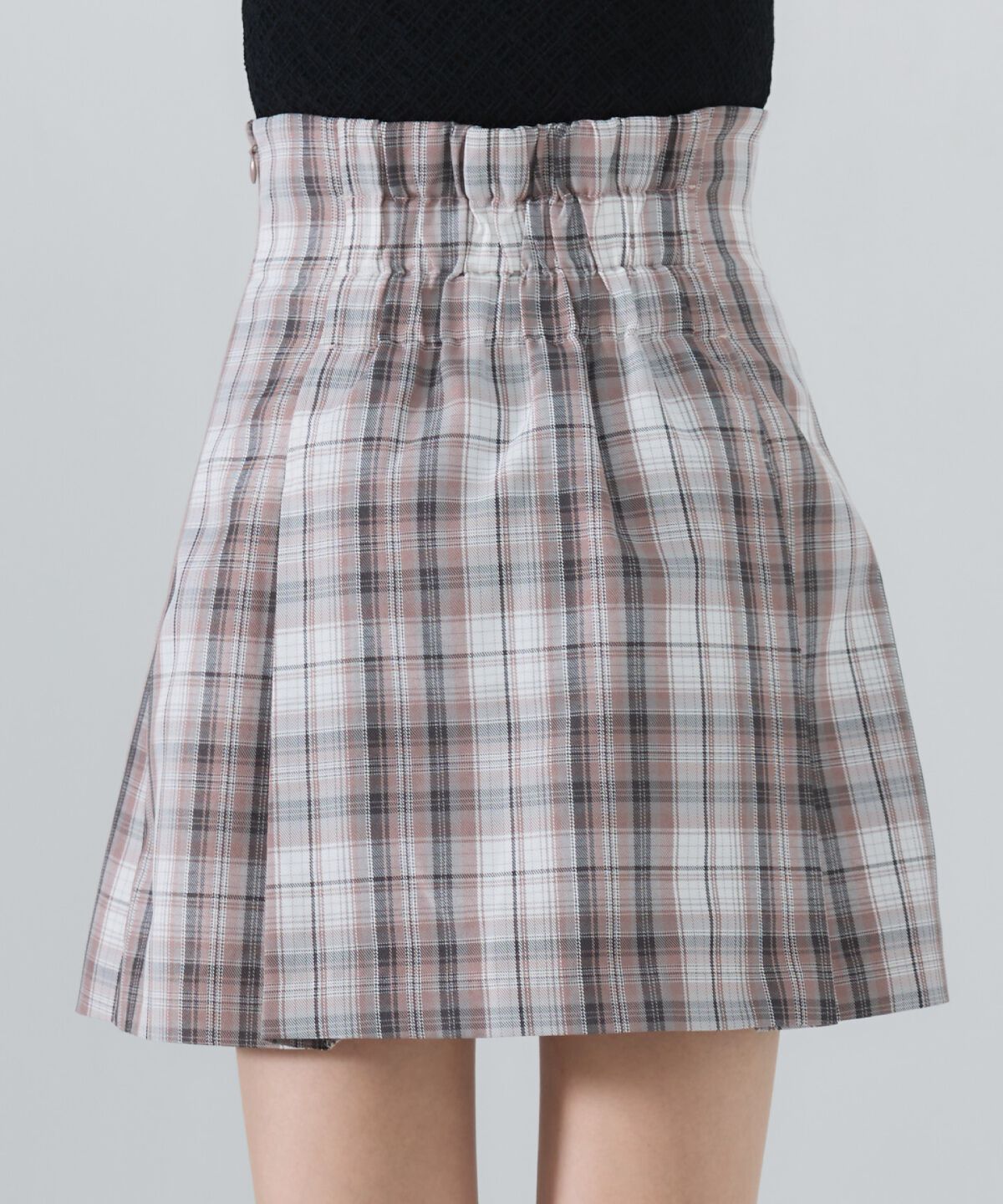 REDYAZEL「ダブルボタンチェックミニスカート」|フレア|
