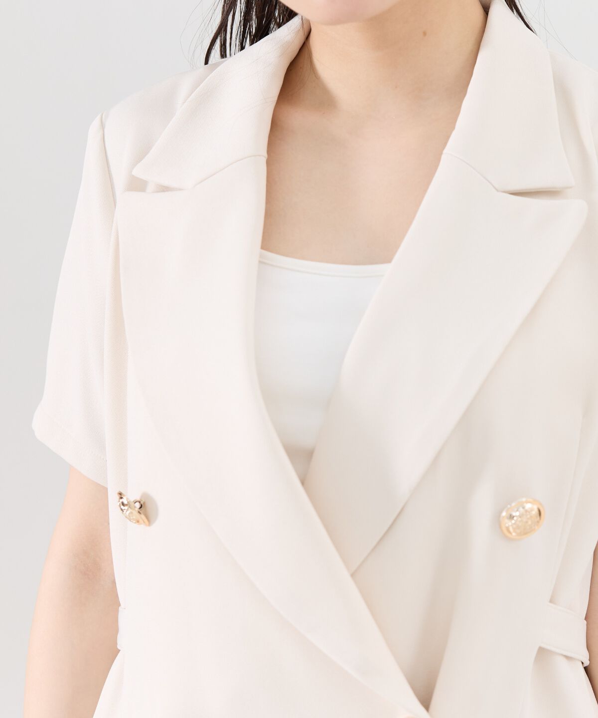 REDYAZEL「サイドベルト半袖ダブルジャケット」|テーラードジャケット|