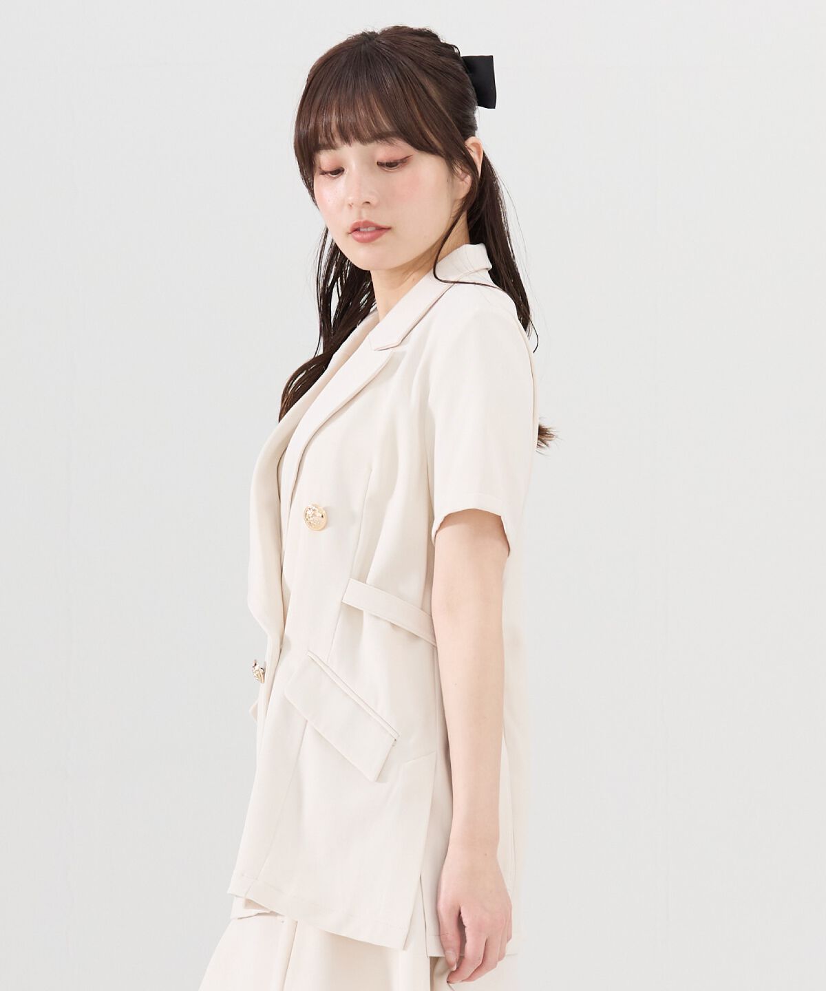 REDYAZEL「サイドベルト半袖ダブルジャケット」|テーラードジャケット|