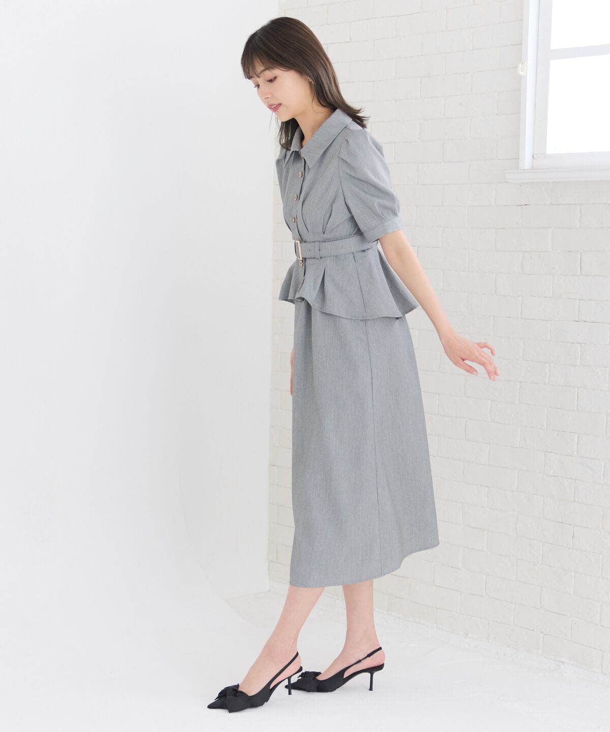 REDYAZEL「ペプラムシャツワンピース」|ワンピース|
