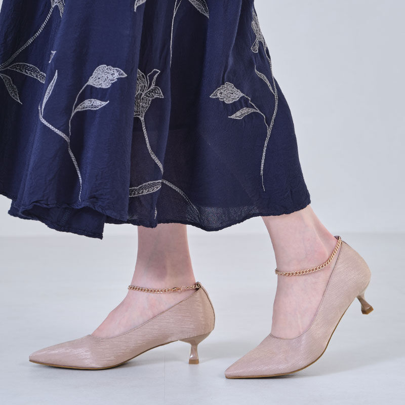 ORiental TRaffic「ポインテッドトゥアンクルチェーンパンプス/R-2015」|パンプス|GREY