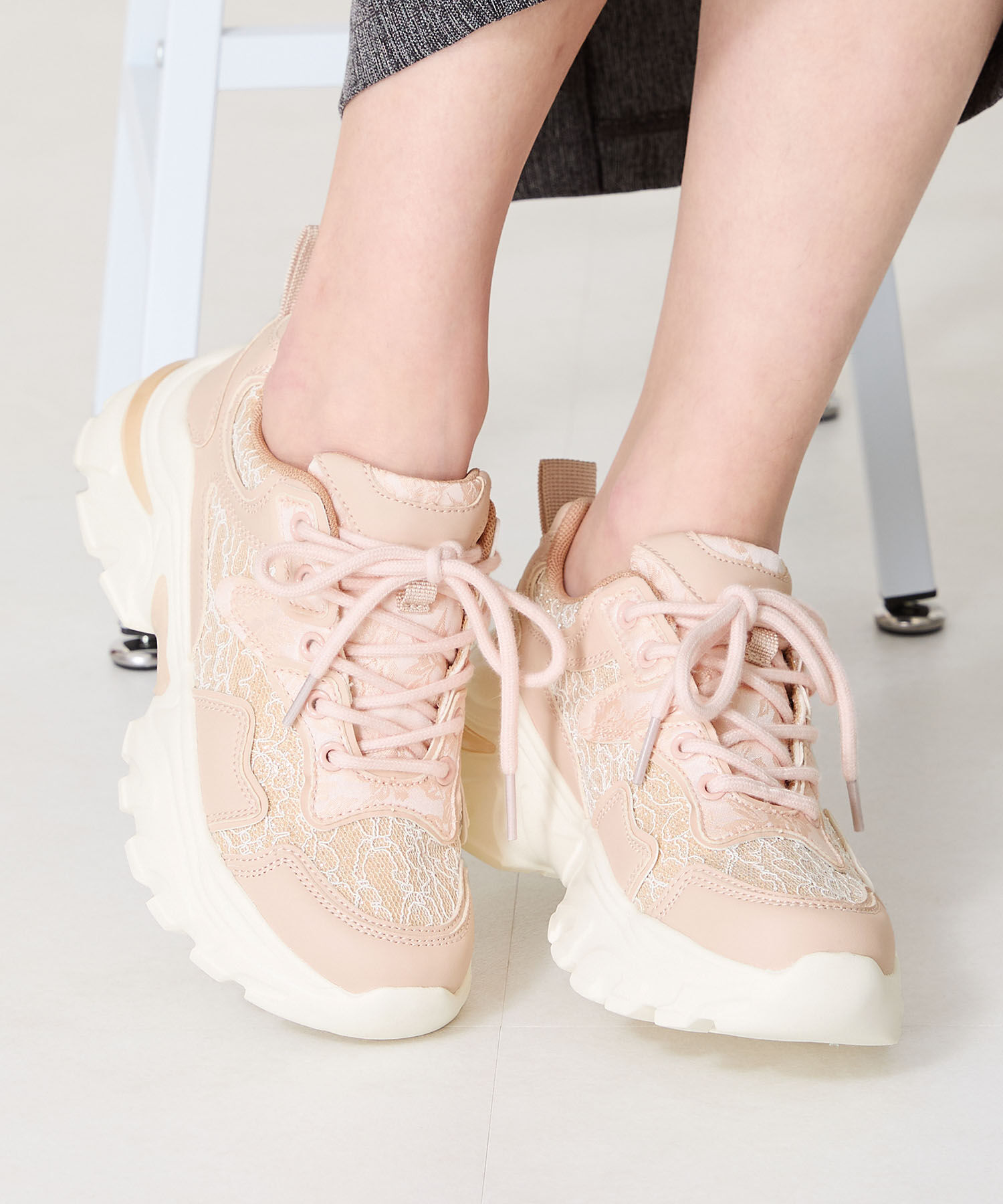 ORiental TRaffic「●2025春夏新作●レース&times;ジャガード厚底スニーカー/OT3755」|スニーカー|