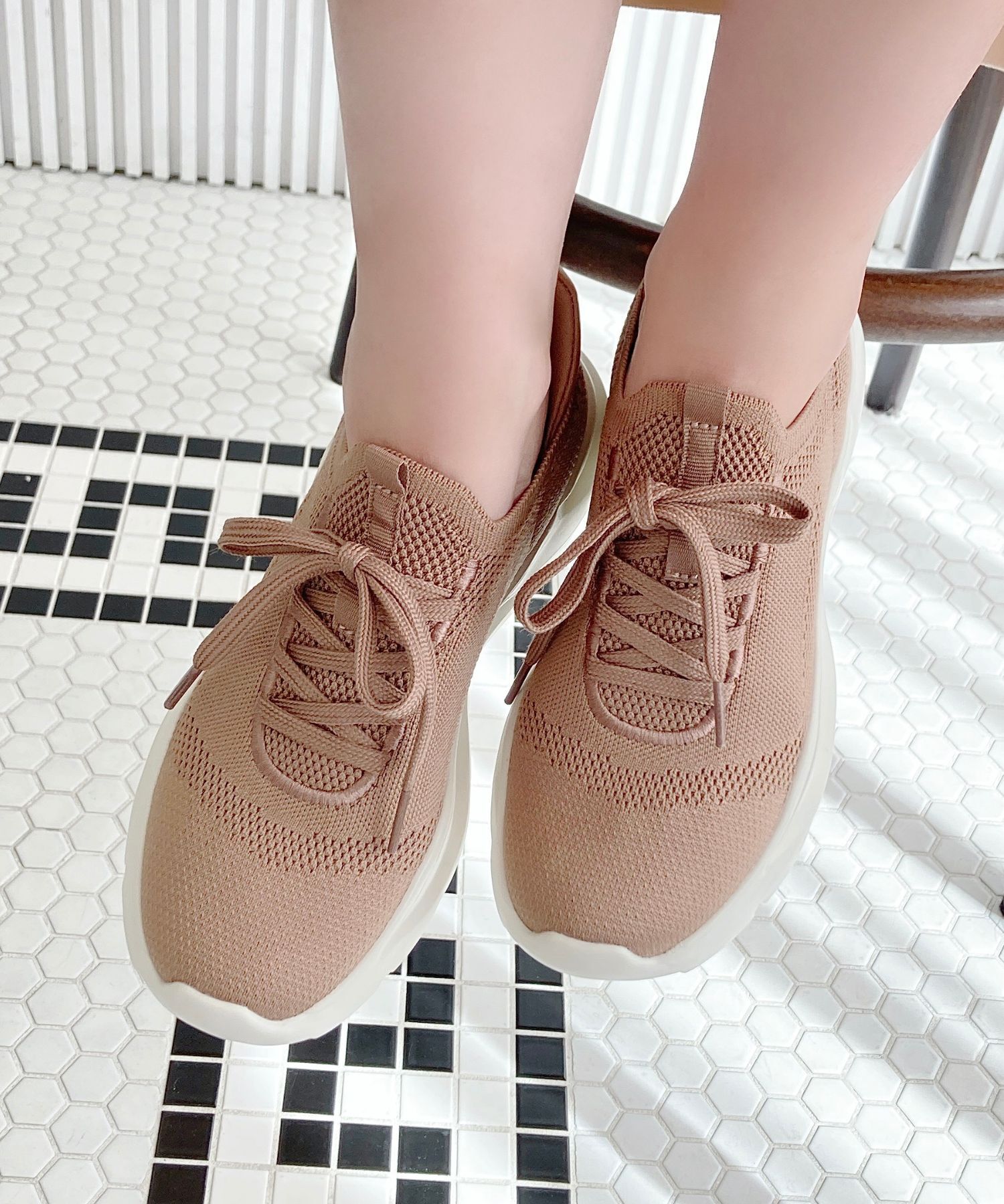 ORiental TRaffic「●再入荷● 【瞬間フィット】 ニットスニーカー /OT3757 軽量 歩きやすい 楽ちん ハンズフリー」|スニーカー|