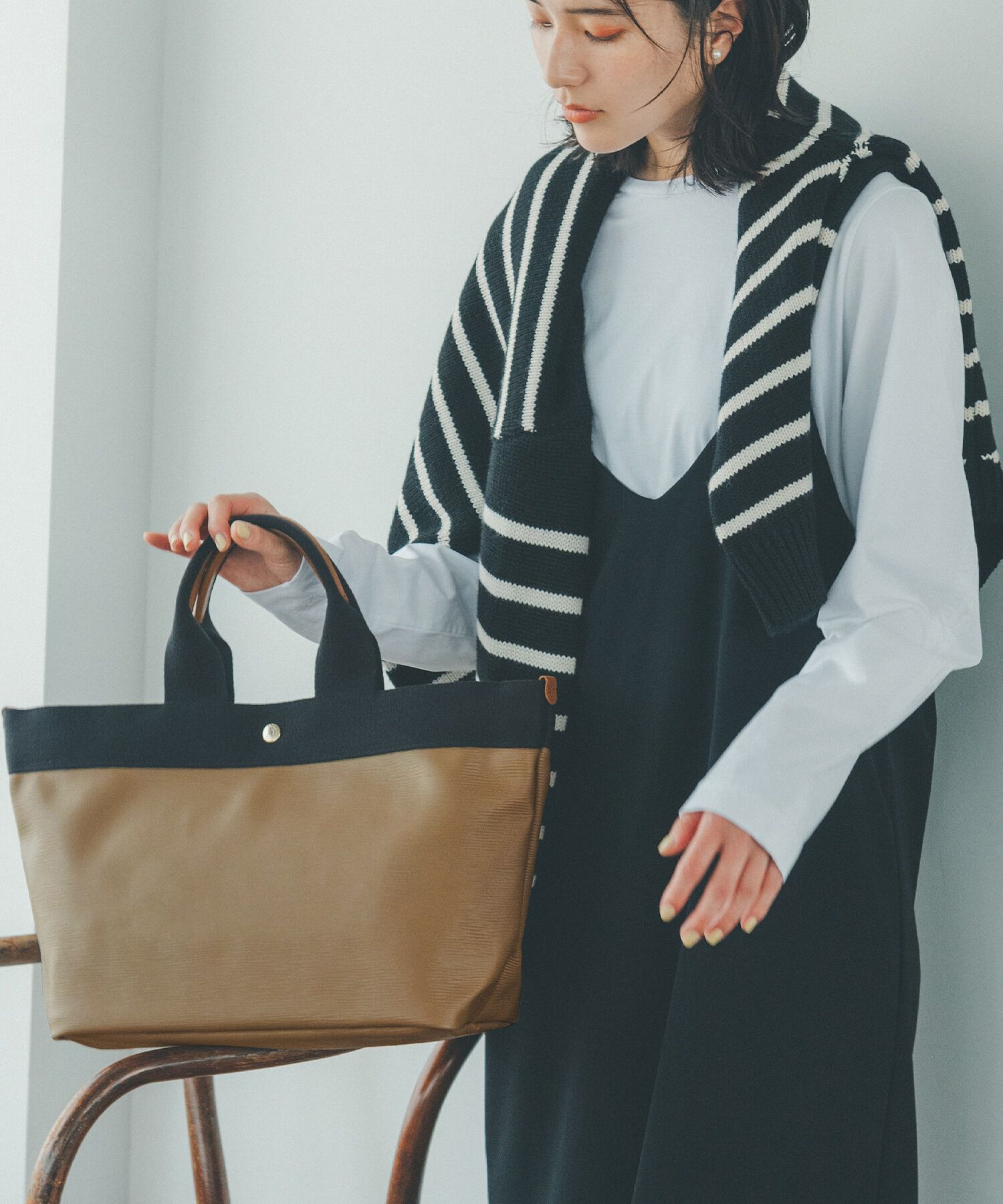 TOPKAPI BREATH「【VERY 10月号掲載】RIPPLE リプル ネオレザー A4トートバッグ」|トートバッグ|カーキブラウン