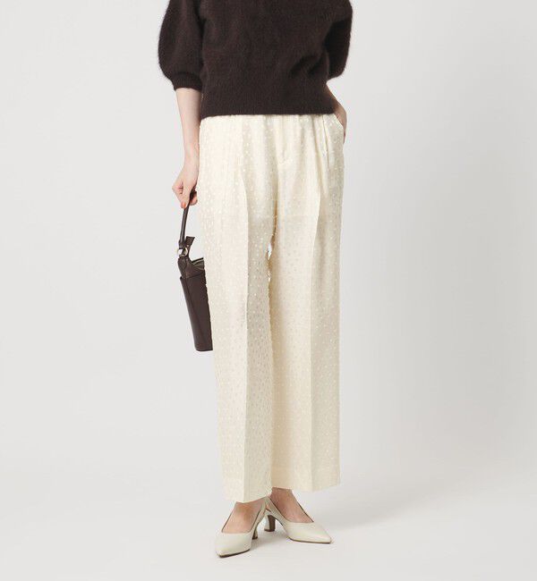 UNITED ARROWS「ドット サテン 2タック ワイドパンツ」|その他|OFF WHITE