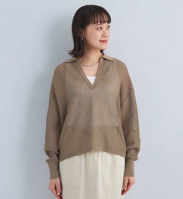 UNITED ARROWS green label relaxing「メッシュ スキッパー ニット プルオーバー -ウォッシャブル-」|ニット・セーター|