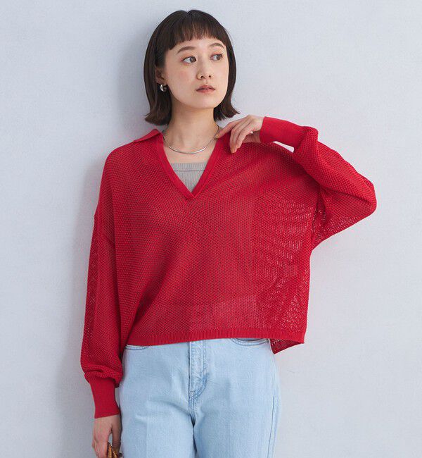 UNITED ARROWS green label relaxing「メッシュ スキッパー ニット プルオーバー -ウォッシャブル-」|ニット・セーター|