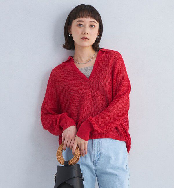 UNITED ARROWS green label relaxing「メッシュ スキッパー ニット プルオーバー -ウォッシャブル-」|ニット・セーター|