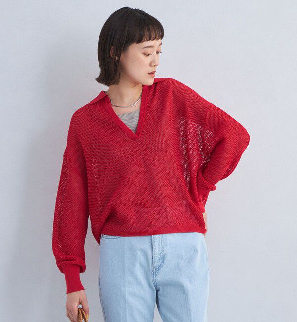 UNITED ARROWS green label relaxing「メッシュ スキッパー ニット プルオーバー -ウォッシャブル-」|ニット・セーター|