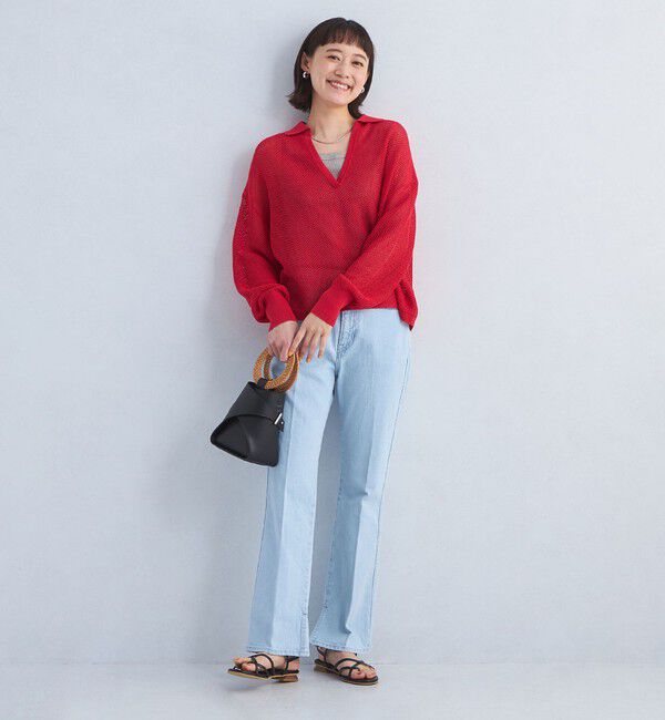 UNITED ARROWS green label relaxing「メッシュ スキッパー ニット プルオーバー -ウォッシャブル-」|ニット・セーター|