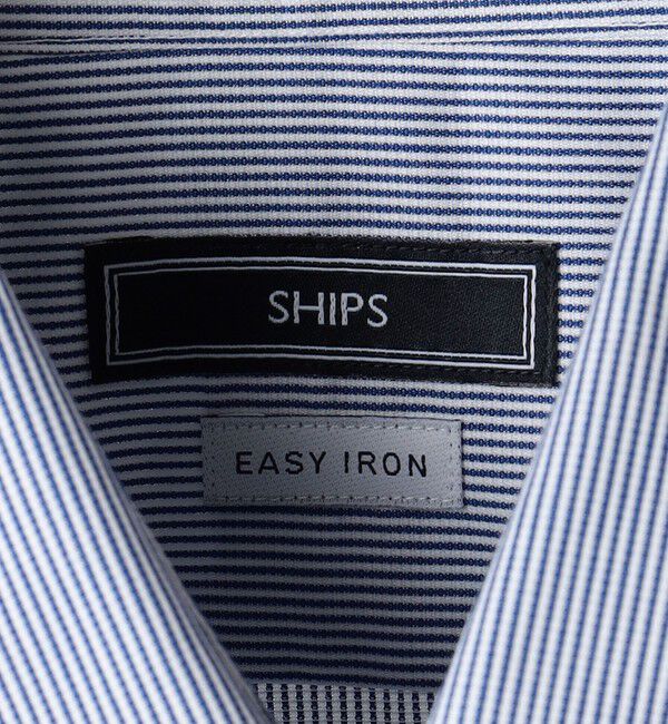 SHIPS「SHIPS:イージーアイロン ピンストライプ ワイドカラー シャツ」|シャツ・ブラウス|
