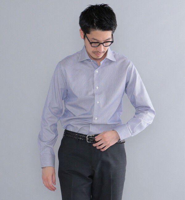 SHIPS「SHIPS:イージーアイロン ピンストライプ ワイドカラー シャツ」|シャツ・ブラウス|
