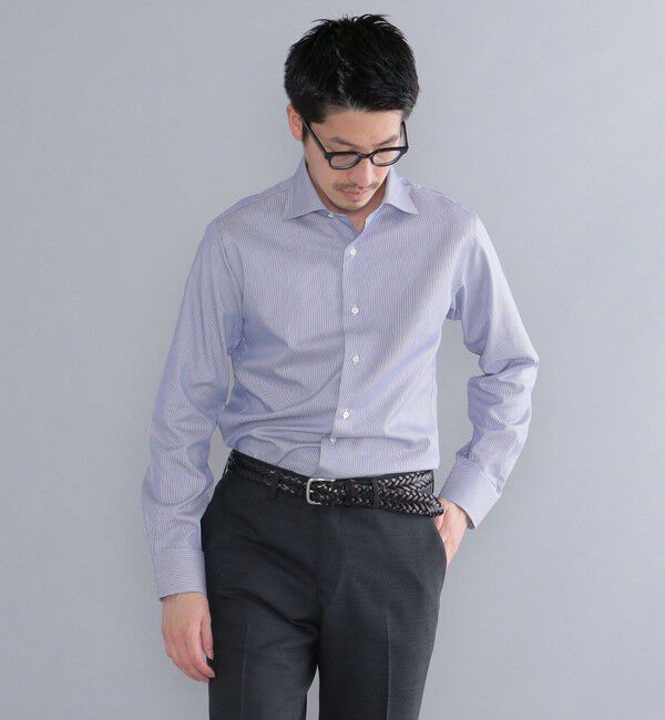 SHIPS「SHIPS:イージーアイロン ピンストライプ ワイドカラー シャツ」|シャツ・ブラウス|