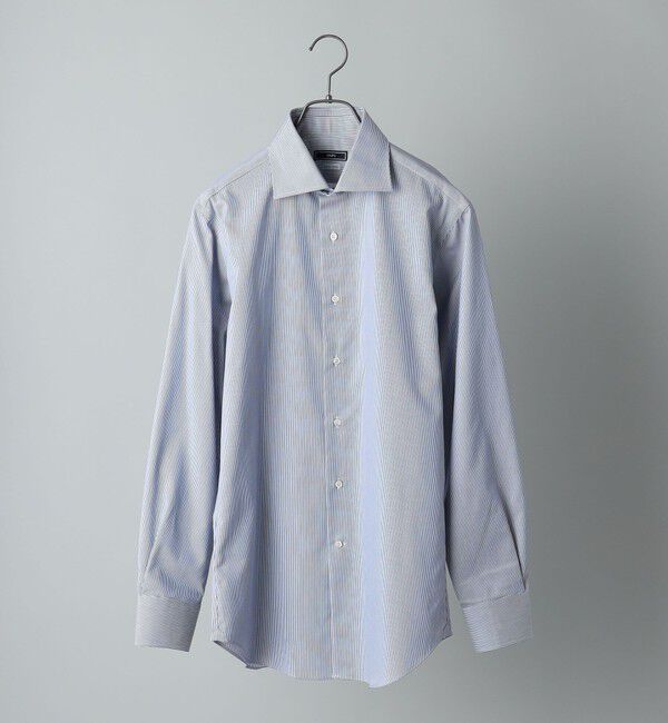 SHIPS「SHIPS:イージーアイロン ピンストライプ ワイドカラー シャツ」|シャツ・ブラウス|