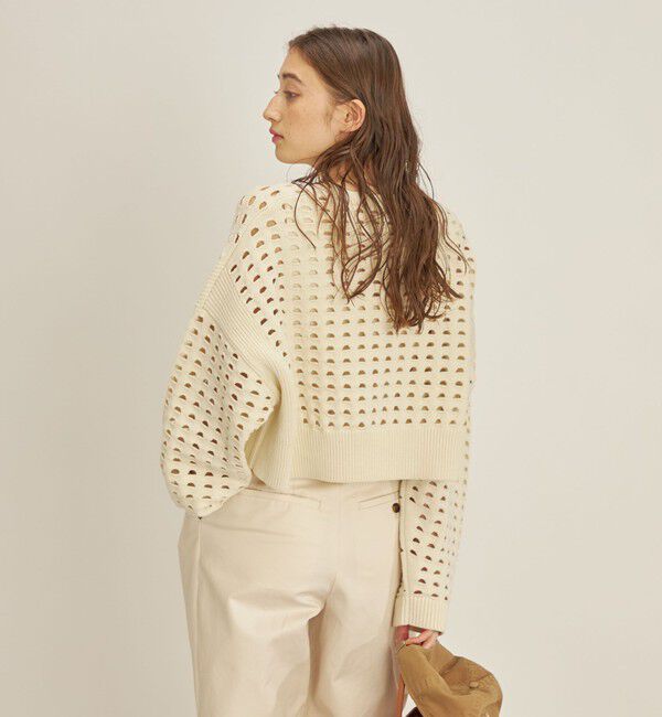 SHIPS for women「〈手洗い可能〉綿 ナイロン メッシュ ニット プルオーバー」|ニット・セーター|