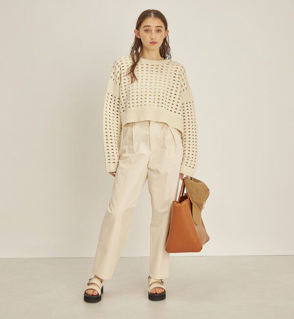 SHIPS for women「〈手洗い可能〉綿 ナイロン メッシュ ニット プルオーバー」|ニット・セーター|