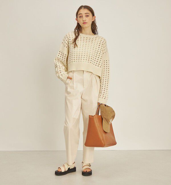 SHIPS for women「〈手洗い可能〉綿 ナイロン メッシュ ニット プルオーバー」|ニット・セーター|