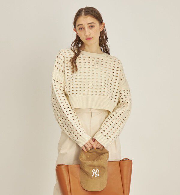 SHIPS for women「〈手洗い可能〉綿 ナイロン メッシュ ニット プルオーバー」|ニット・セーター|