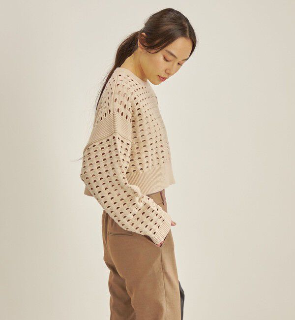 SHIPS for women「〈手洗い可能〉綿 ナイロン メッシュ ニット プルオーバー」|ニット・セーター|