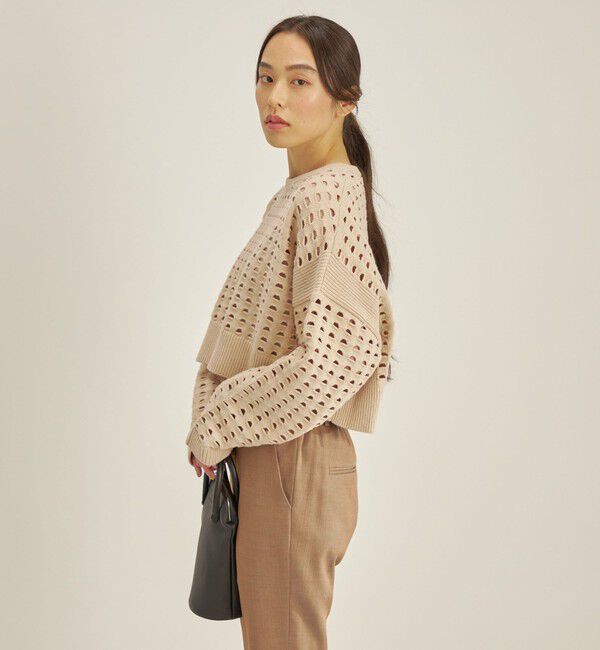 SHIPS for women「〈手洗い可能〉綿 ナイロン メッシュ ニット プルオーバー」|ニット・セーター|