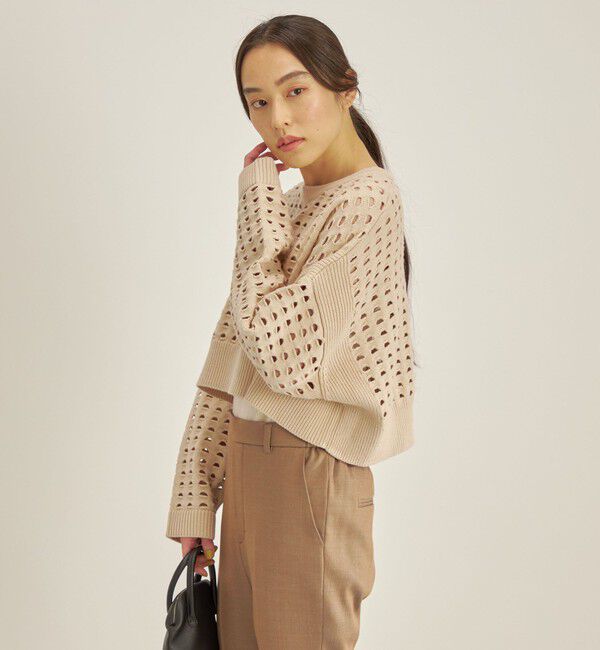 SHIPS for women「〈手洗い可能〉綿 ナイロン メッシュ ニット プルオーバー」|ニット・セーター|