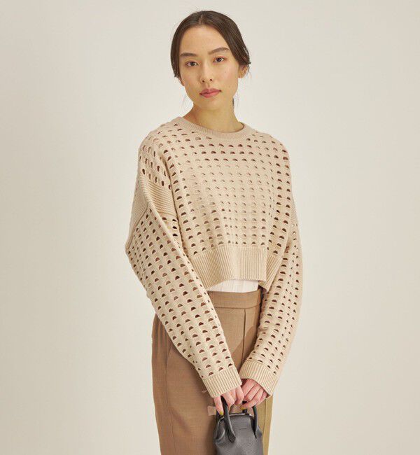 SHIPS for women「〈手洗い可能〉綿 ナイロン メッシュ ニット プルオーバー」|ニット・セーター|