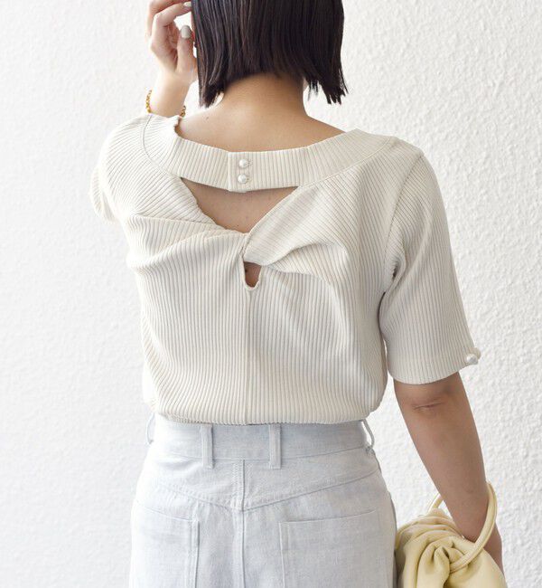 SHIPS for women「*オーガニックコットン バック クロス リブ トップス◇」|Tシャツ・カットソー|オフホワイト