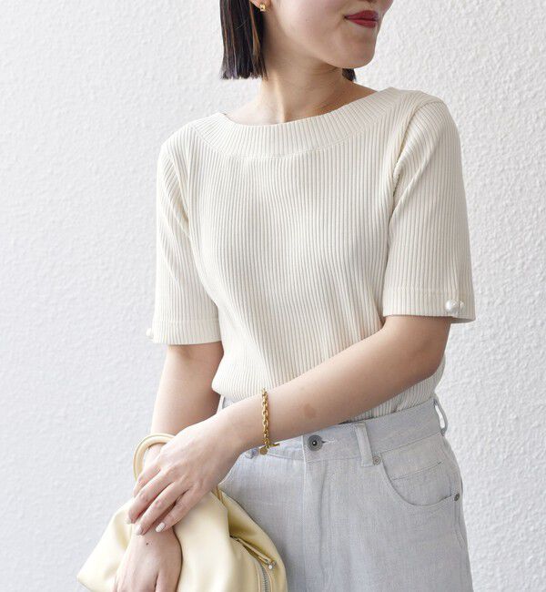 SHIPS for women「*オーガニックコットン バック クロス リブ トップス◇」|Tシャツ・カットソー|