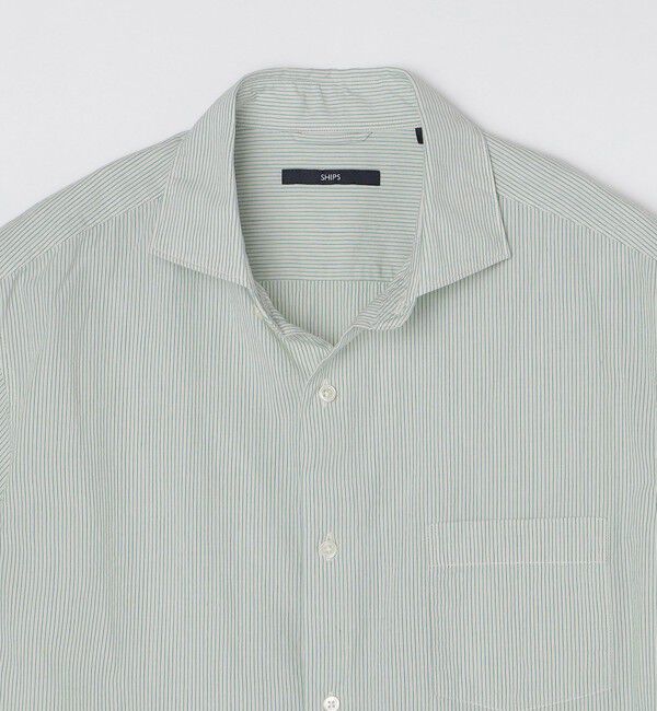 SHIPS「SHIPS: ボイル セミワイドカラー ストライプ ショートスリーブ シャツ」|シャツ・ブラウス|