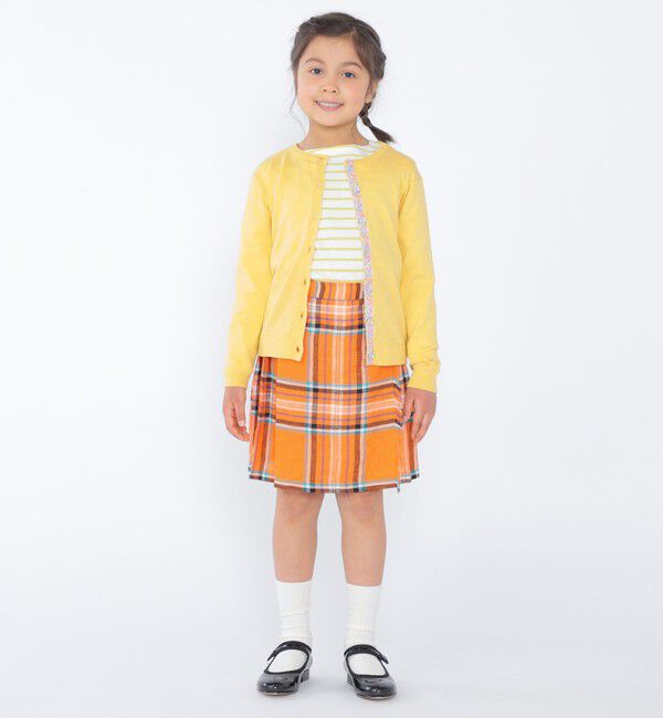 SHIPS KIDS「O'NEIL of DUBLIN:100～130cm / リネン チェック キルト スカート」|台形|