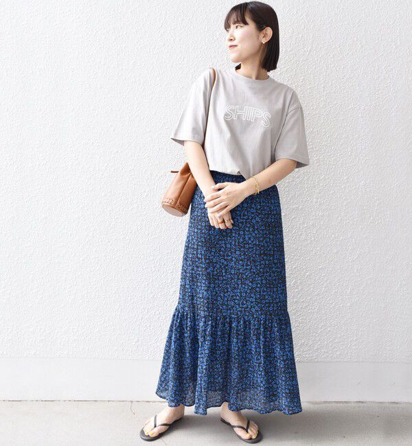 SHIPS for women「【WEB限定】 SHIPS ラウンド プリント ロゴ TEE」|Tシャツ・カットソー|