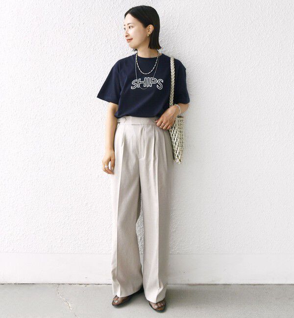 SHIPS for women「【WEB限定】 SHIPS ラウンド プリント ロゴ TEE」|Tシャツ・カットソー|