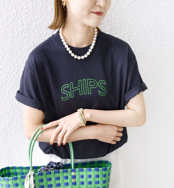 SHIPS for women「【WEB限定】 SHIPS ラウンド プリント ロゴ TEE」|Tシャツ・カットソー|