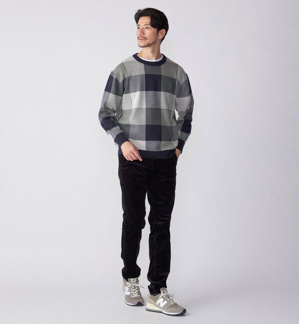 SHIPS「SHIPS:〈手洗い可能〉コットン カシミヤ チェック クルーネック ニット」|ニット・セーター|