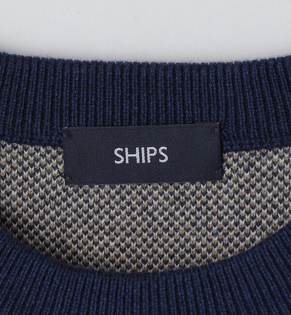 SHIPS「SHIPS:〈手洗い可能〉コットン カシミヤ チェック クルーネック ニット」|ニット・セーター|