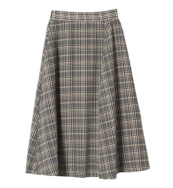 SHIPS Colors 「SHIPS Colors:〈洗濯機可能〉チェック プリント アシンメトリー フレア スカート」|フレア|