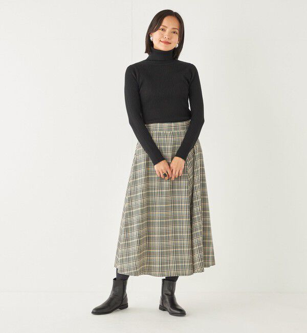 SHIPS Colors 「SHIPS Colors:〈洗濯機可能〉チェック プリント アシンメトリー フレア スカート」|フレア|