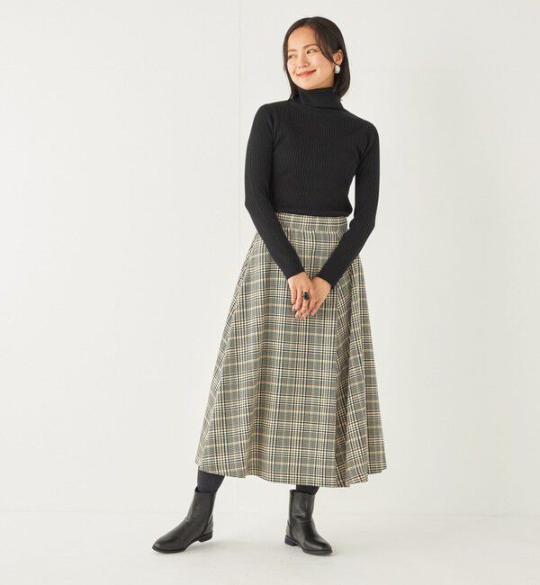 SHIPS Colors 「SHIPS Colors:〈洗濯機可能〉チェック プリント アシンメトリー フレア スカート」|フレア|