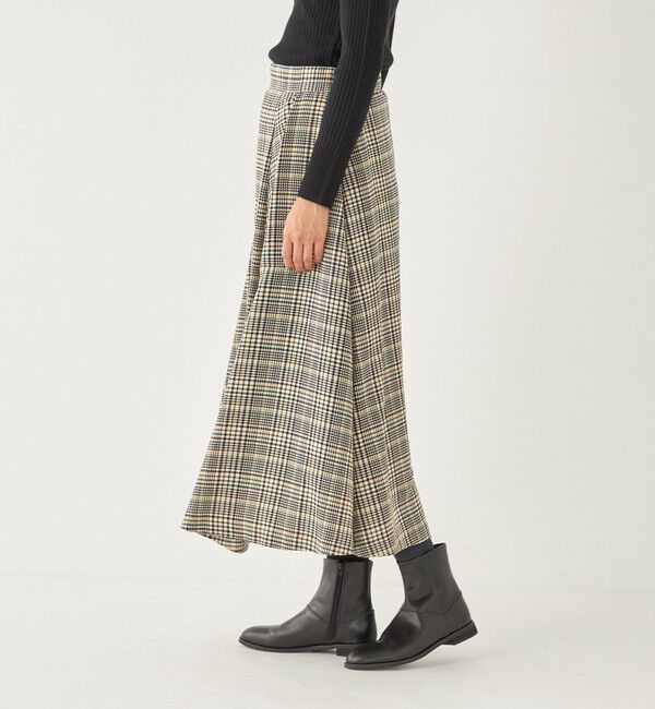 SHIPS Colors 「SHIPS Colors:〈洗濯機可能〉チェック プリント アシンメトリー フレア スカート」|フレア|