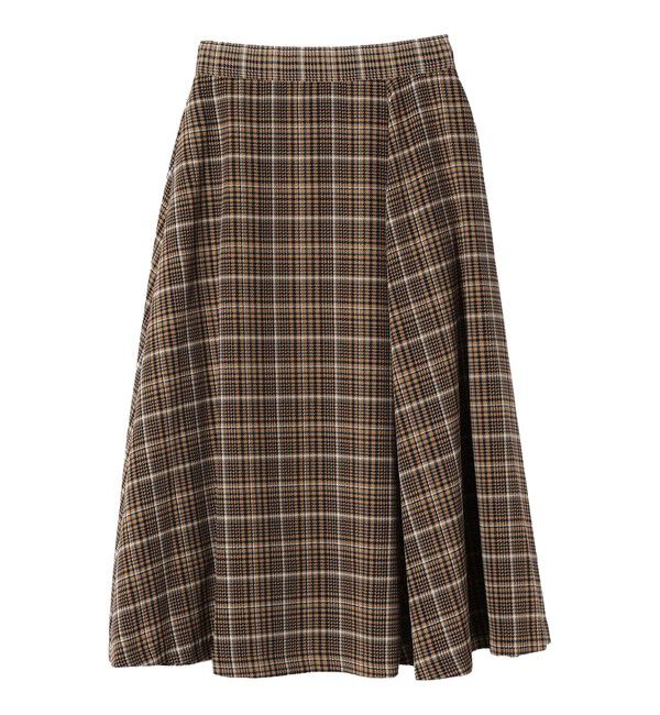 SHIPS Colors 「SHIPS Colors:〈洗濯機可能〉チェック プリント アシンメトリー フレア スカート」|フレア|