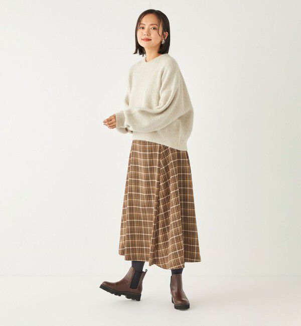 SHIPS Colors 「SHIPS Colors:〈洗濯機可能〉チェック プリント アシンメトリー フレア スカート」|フレア|