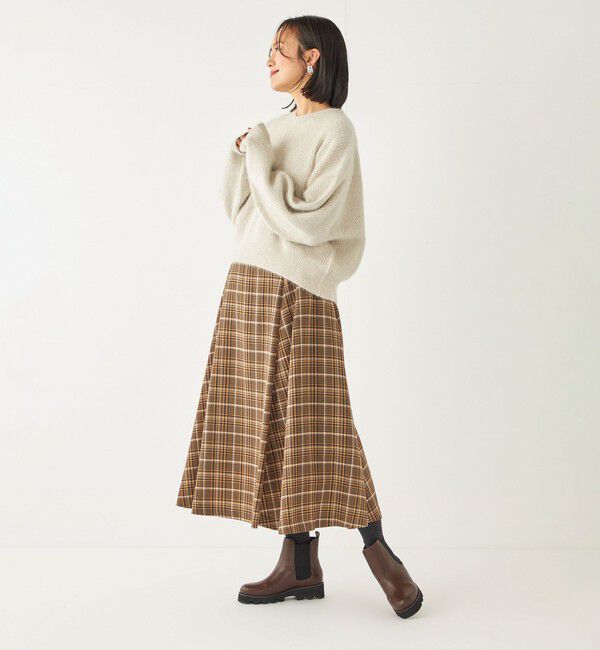 SHIPS Colors 「SHIPS Colors:〈洗濯機可能〉チェック プリント アシンメトリー フレア スカート」|フレア|