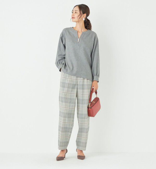 SHIPS Colors 「SHIPS Colors:〈手洗い可能〉ソリッド / チェック タック カーブ パンツ」|スラックス|