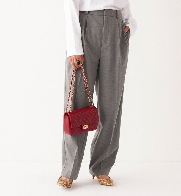 SHIPS Colors 「SHIPS Colors:〈手洗い可能〉ソリッド / チェック タック カーブ パンツ」|スラックス|グレー