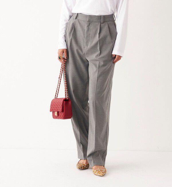 SHIPS Colors 「SHIPS Colors:〈手洗い可能〉ソリッド / チェック タック カーブ パンツ」|スラックス|