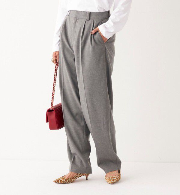 SHIPS Colors 「SHIPS Colors:〈手洗い可能〉ソリッド / チェック タック カーブ パンツ」|スラックス|